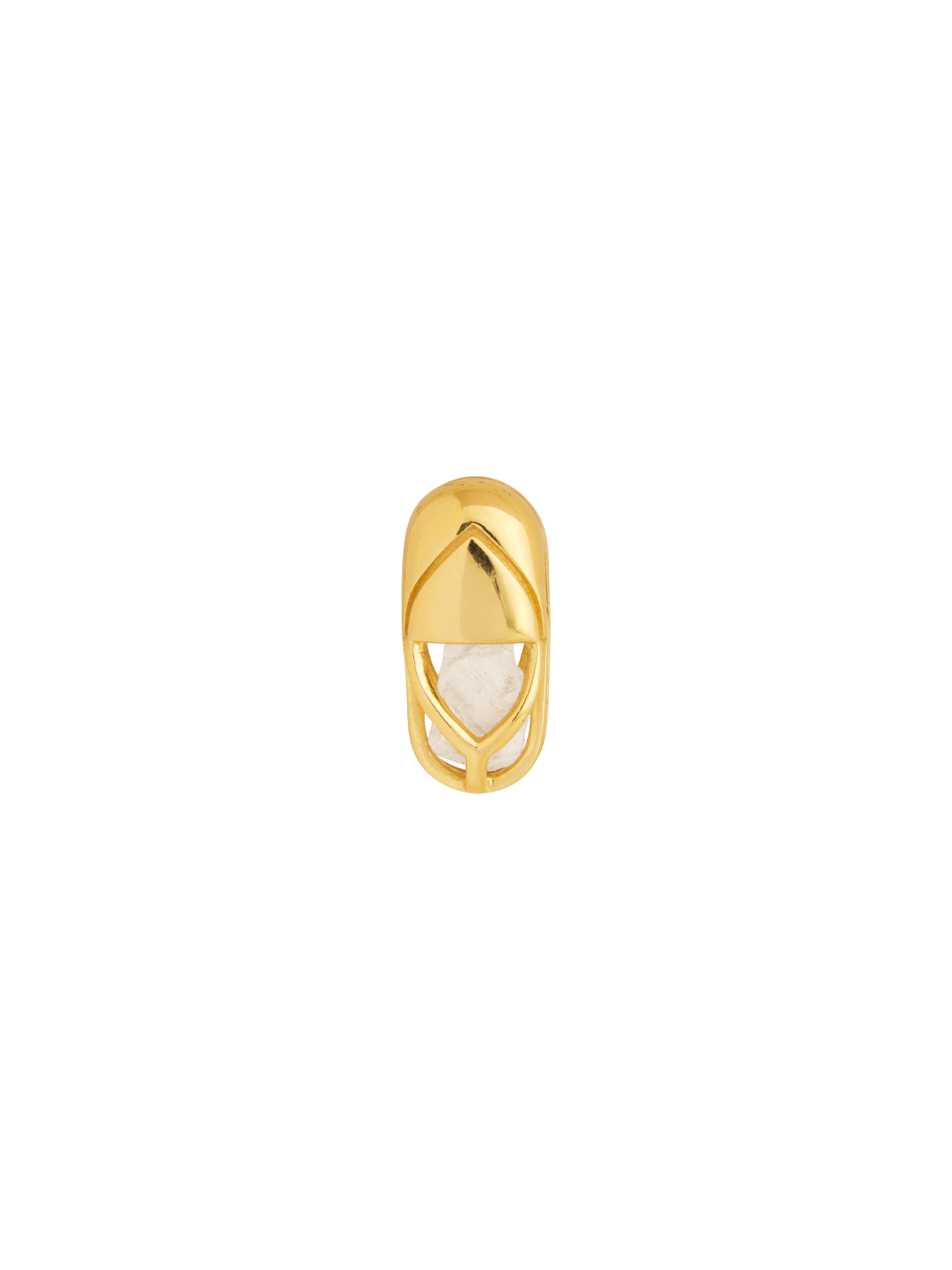 Mini capsule crystal stud earring 18kt yellow gold